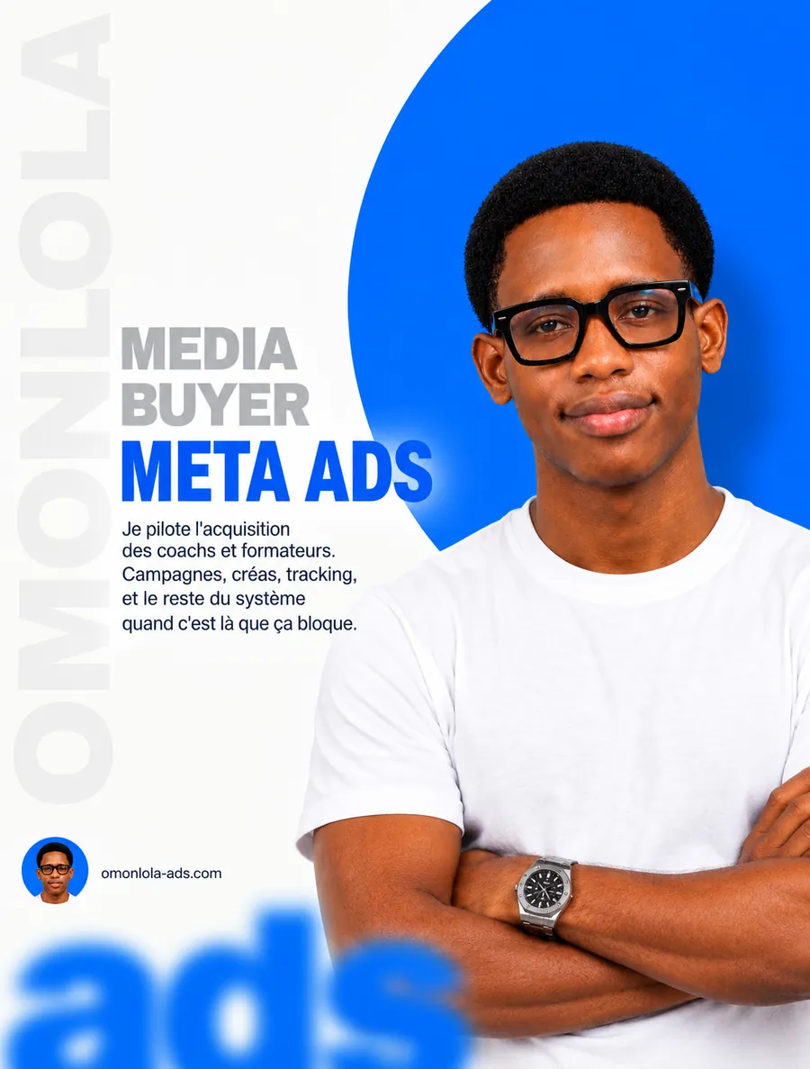 Affiche IA : media buyer Meta Ads